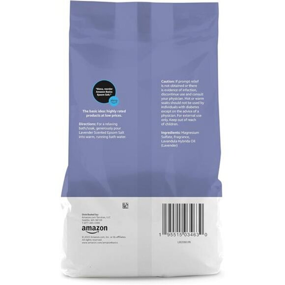 Epsom Salt Soaking Aid Lavender Scented 3 Pound Resealable bag 1-Pack - Picture 3 of 5